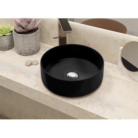 LAVABO PORCELANA OSIRIS NEGRO MATE 37CM DIAMETRO SOBREENCIMERA