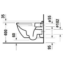 DURAVIT STARCK III INODORO SUSPENDIDO BLANCO BRILLO 36X54 CON ASIENTO Y TAPA CIERRE AMORTIGUADO